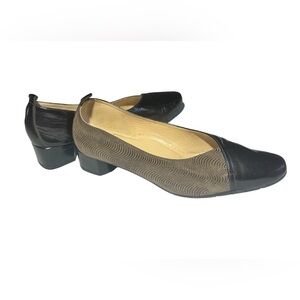 Women’s Italy Brunate Shoe Brown Loafer Suede & Leather Size 39 8.5 Vintage Heel
